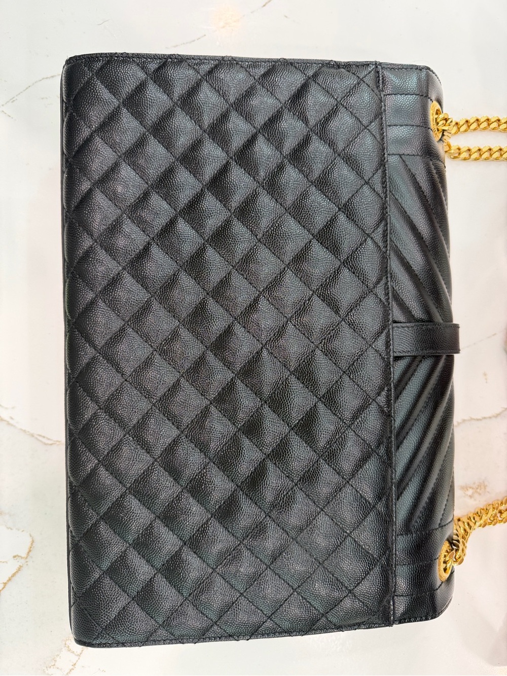 Saint Laurent Black Quilted Chevron Envelope Shoulder Bag with Gold Hardware - Picture 5 of 13